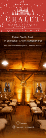 Feiern sie in den Wintermoinaten in exklusiver Chalet Atmosphäre im brenner Innenhof an der Maximilianstraße